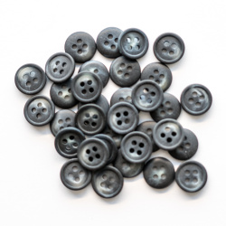 Matte Grey Buttons, Four Holes,12mm